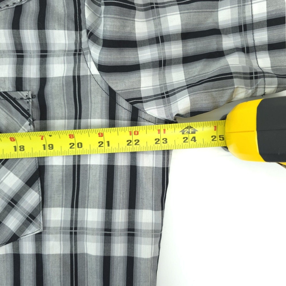 Wrangler Western Shirt Mens L Black Plaid Pearl‎ Snap Short Sleeve MVG325K Rodeo - Picture 10 of 11